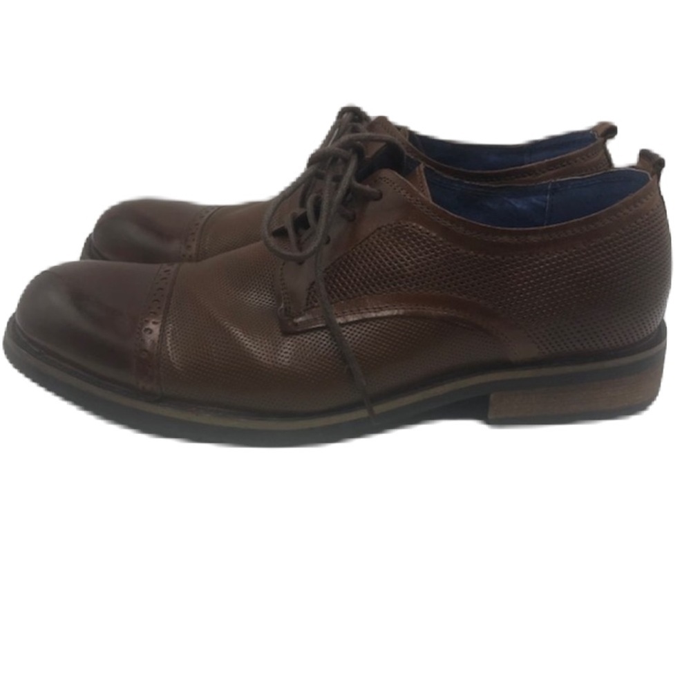 Steve Madden Mens Brown Leather Cap Toe Oxford Dress Shoes Size 8 Lesko Lace Up